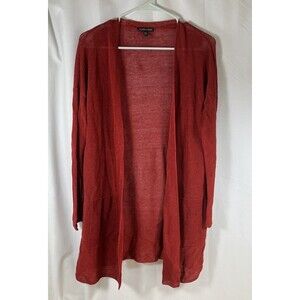 Eileen Fisher Sweater Cardigan Women XS X-Small Red Open Front
